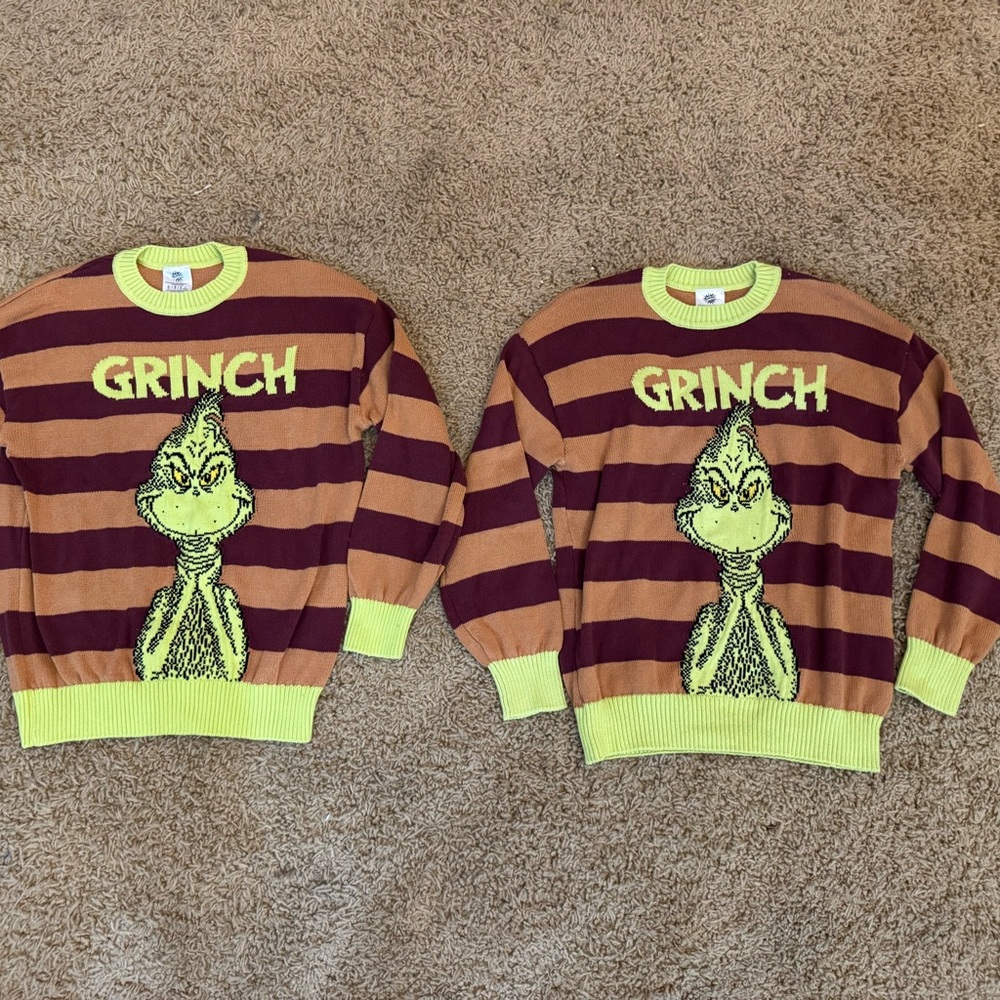 Dr. Seuss The Grinch Sweater with Green and Brown Stripes